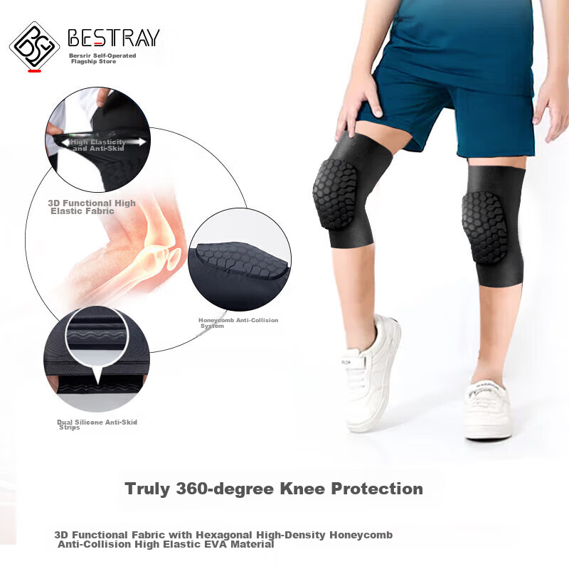 Bestray Children's Basketball Knee Pads, Anti-Fall Thin Elbow Guards, Professional Impact-Resistant Short Sports Soccer Kids Set, Cycling Protective Gear
