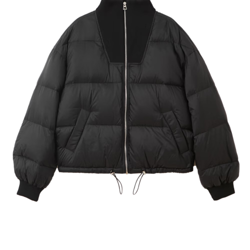 Dme [Tade Xie Er Xing] Winter Stand-Collar 90% Duck Down Outdoor Long-Sleeve down Jacket for Women, Short Style, Carbon Black, XL