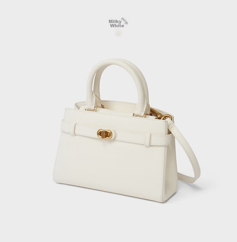 CHARLES&KEITH Women's Handbag with Metal Buckle Strap, Tote Bag, Shoulder Bag, Kelly Bag, Birthday Gift CK2-50160102 4
