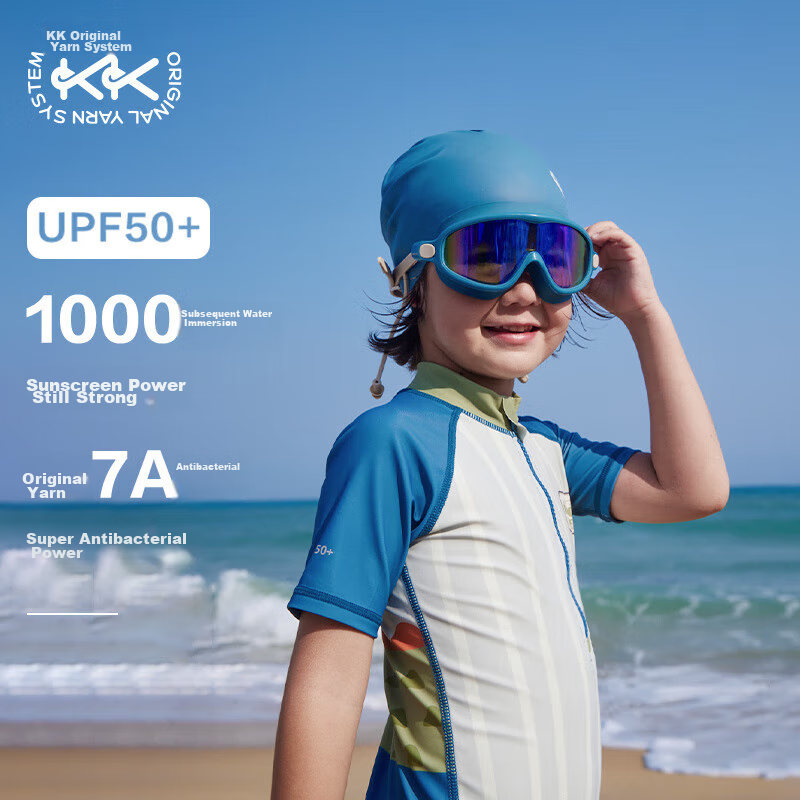 Kocotree Children's One-Piece Swimsuit, Original Yarn, Boys' Sun Protection, Girls' Long-Sleeve Antibacterial Chlorine-Resistant Swimwear for Toddlers, Summer Swimming Outfit