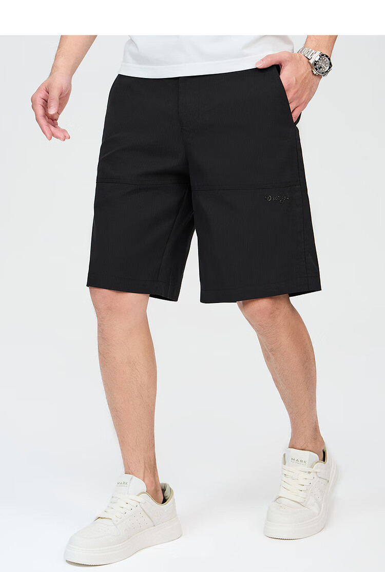 DANCING WOLVES [Cool Sensory Solorona] Summer Split Design Trendy Versatile Casual Shorts for Men, 001 Black, Size 38 7