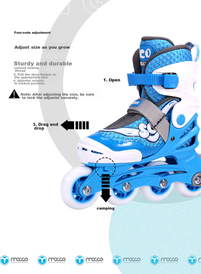 Migao Roller Skates Set for Children, Inline Skates Full Set for Girls And Boys, Adjustable Straight Wheels SC0 Upgraded Version, Blue L 11