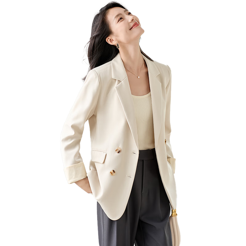 Chushen Spring Autumn Women's Blazer Double-Breasted High-End Fashion Versatile Commuter Jacket S143U6011