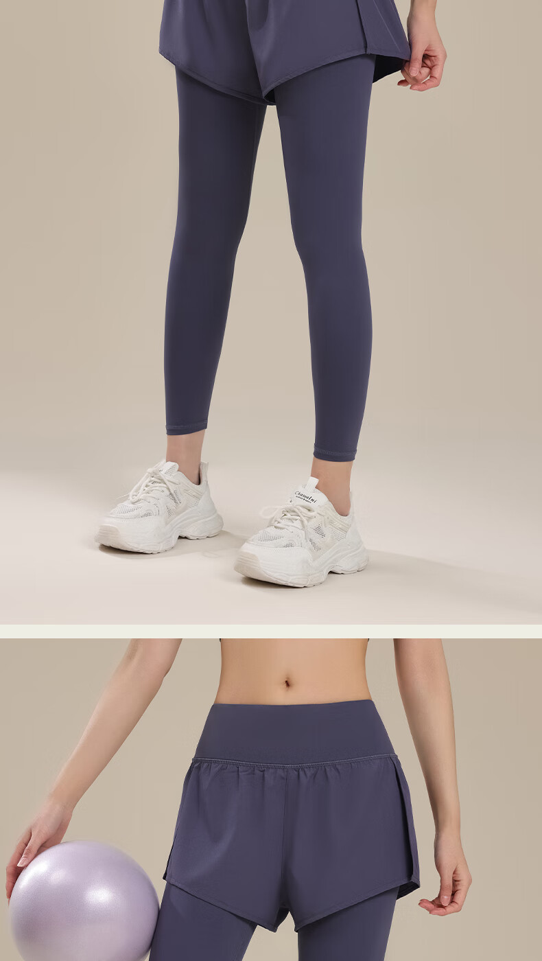 Free Style Women's Two-in-One Yoga Pants Spring Autumn Outdoor Sports Fitness Quick-Dry Pilates Training High-Waist Long Pants 10
