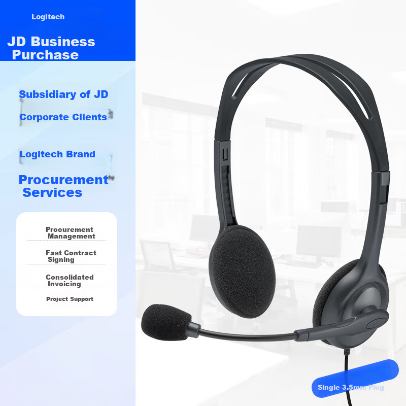 Logitech H111 [Enterprise-Grade] Multifunctional Over-Ear Headset with Microphone, Wired Headphones [Order Bonus]