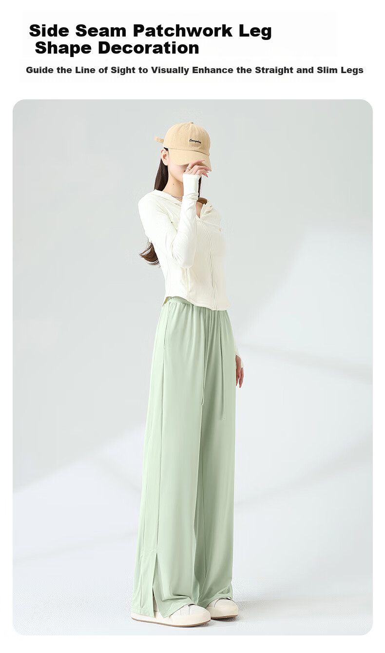 MJ STYLE Sun Protection Ice Silk Split Pants for Women, New Summer 2026 Women's Clothing, Trendy Fashion Casual Versatile Simple Trousers 8