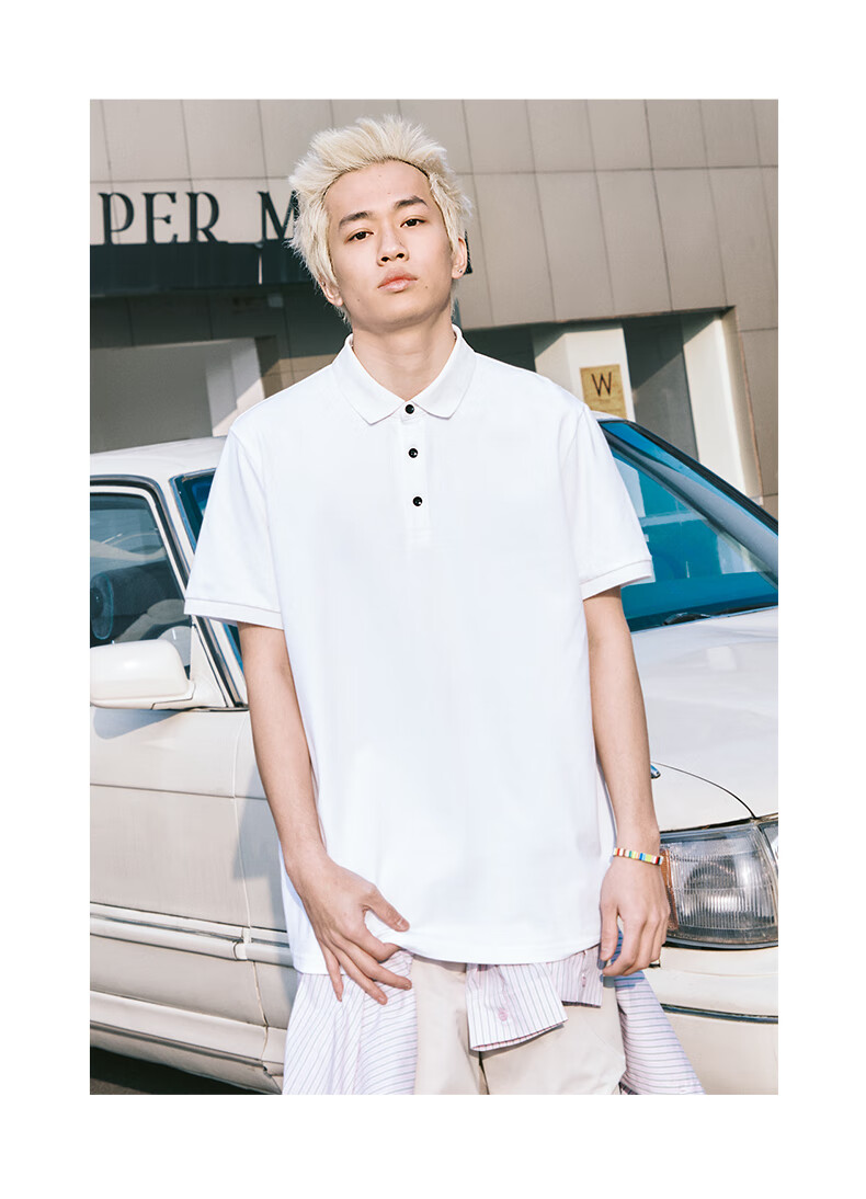 GENIOLAMODE Polo Shirt for Men, Summer Casual Retro Chinese Trendy Printed Collar Short-Sleeve Men's T-Shirt, White, 2XL 11