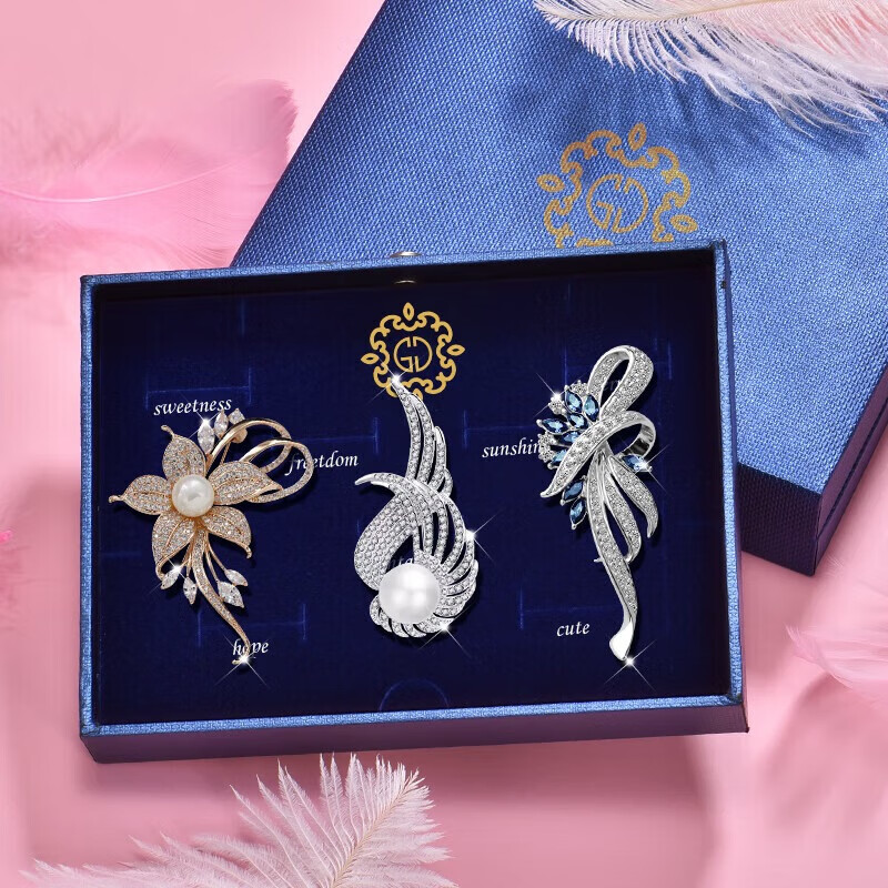 Dijing High-End Luxury Elegant Women's Brooch Gift Box Suit Coat Autumn Clothing Premium Badge Gift