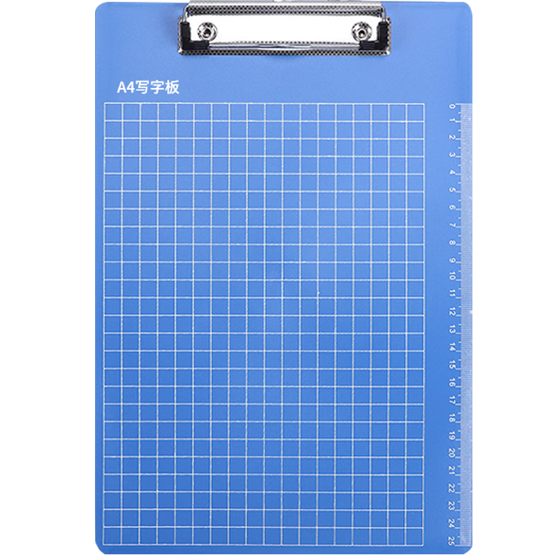 Elifo Vertical Plastic Writing Clipboard, A4 Flat Head Clip in Blue, with Scale, Waterproof, Customizable, for Office And Student Exams, 1 Piece