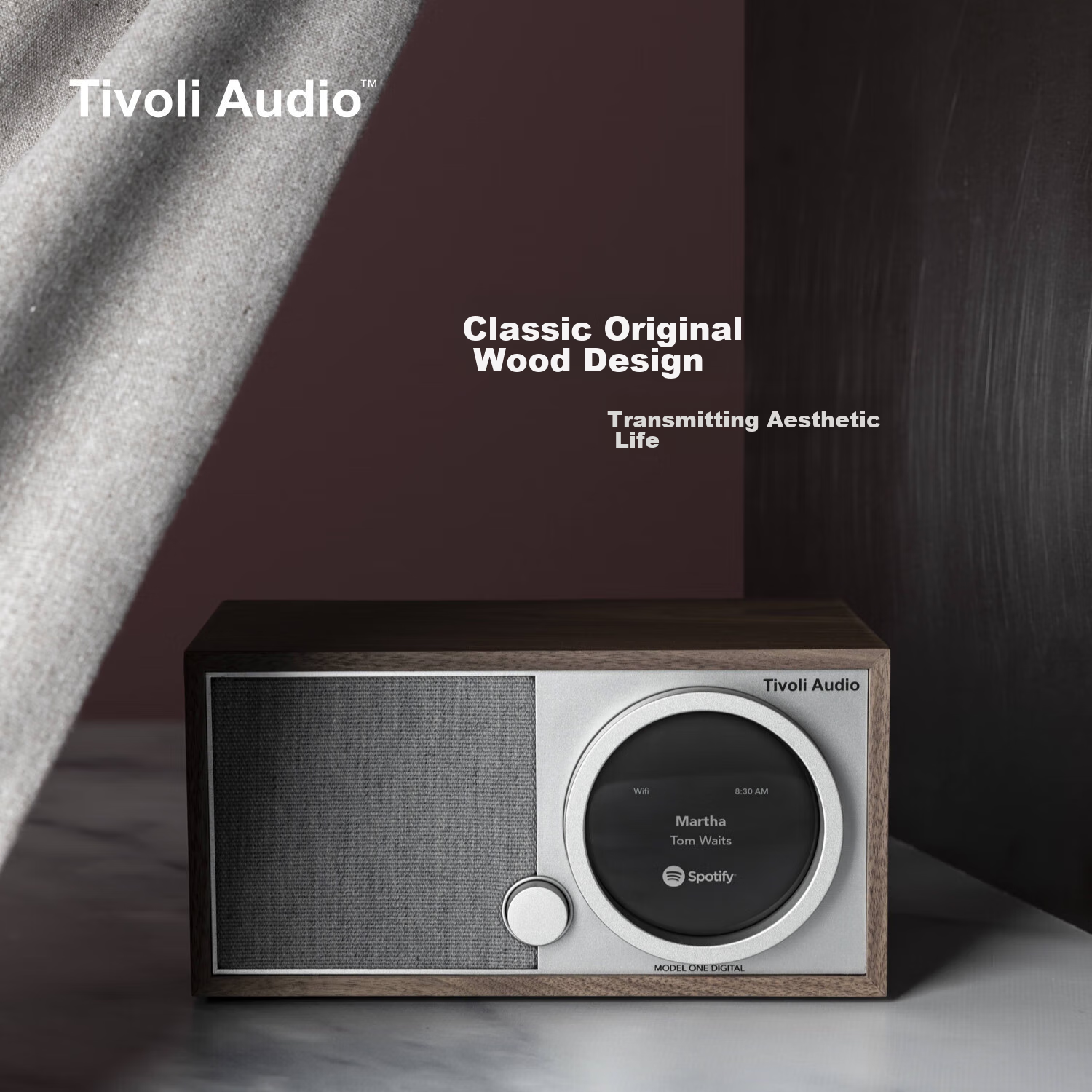 Tivoli Audio M1D2 Stylish Wooden Retro Home Speaker, WiFi Speaker, Bluetooth Speaker, Home Theater Sound System, Birthday Gift