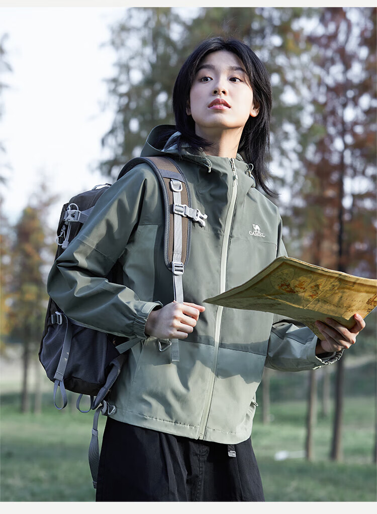 CAMEL [Yunchuan] Outdoor Mountain-Style Windproof And Waterproof Jacket, Men's Single-Layer Coat, Women's Color-Block Outdoor Camping Jacket 4