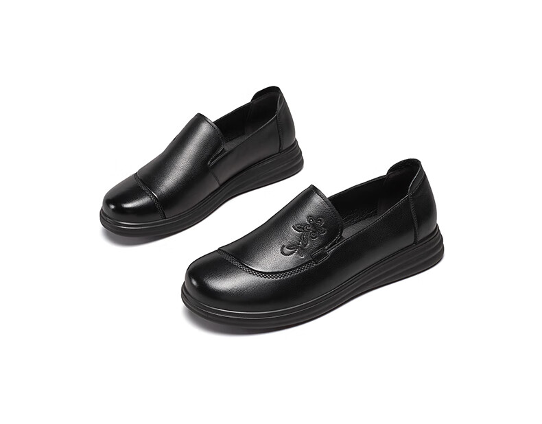 Eierkang Middle-aged and Elderly Women's Soft Sole Leather Shoes 16882W Off-white Size 39 11