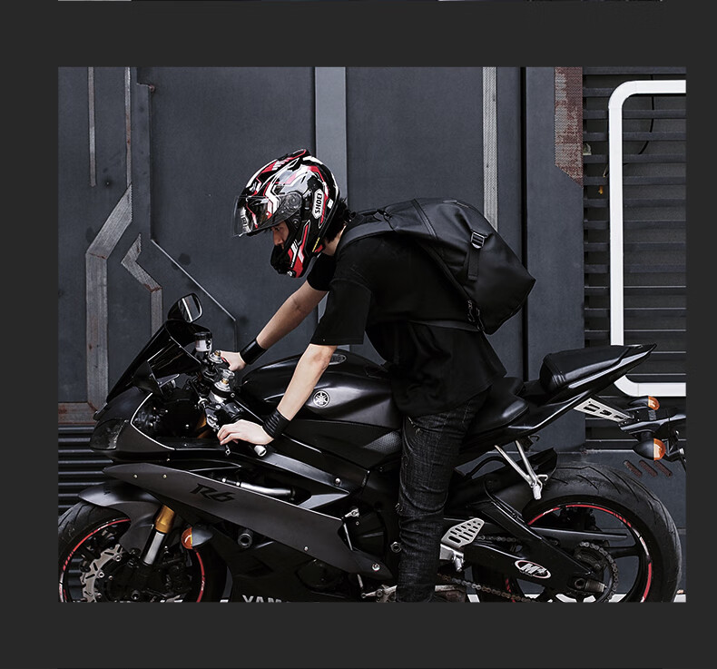 ALBERS Motorcycle Riding Backpack Helmet Bag Full-Face Helmet Backpack Water-Resistant, Black - Standard Versio 22