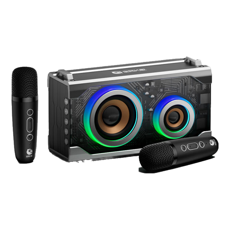 QuanminKge Microphone Speaker Dual Microphones Handheld Portable Bluetooth Speaker All-In Home KTV Package Outdoor Square Dance YZ31 Birthday Gift