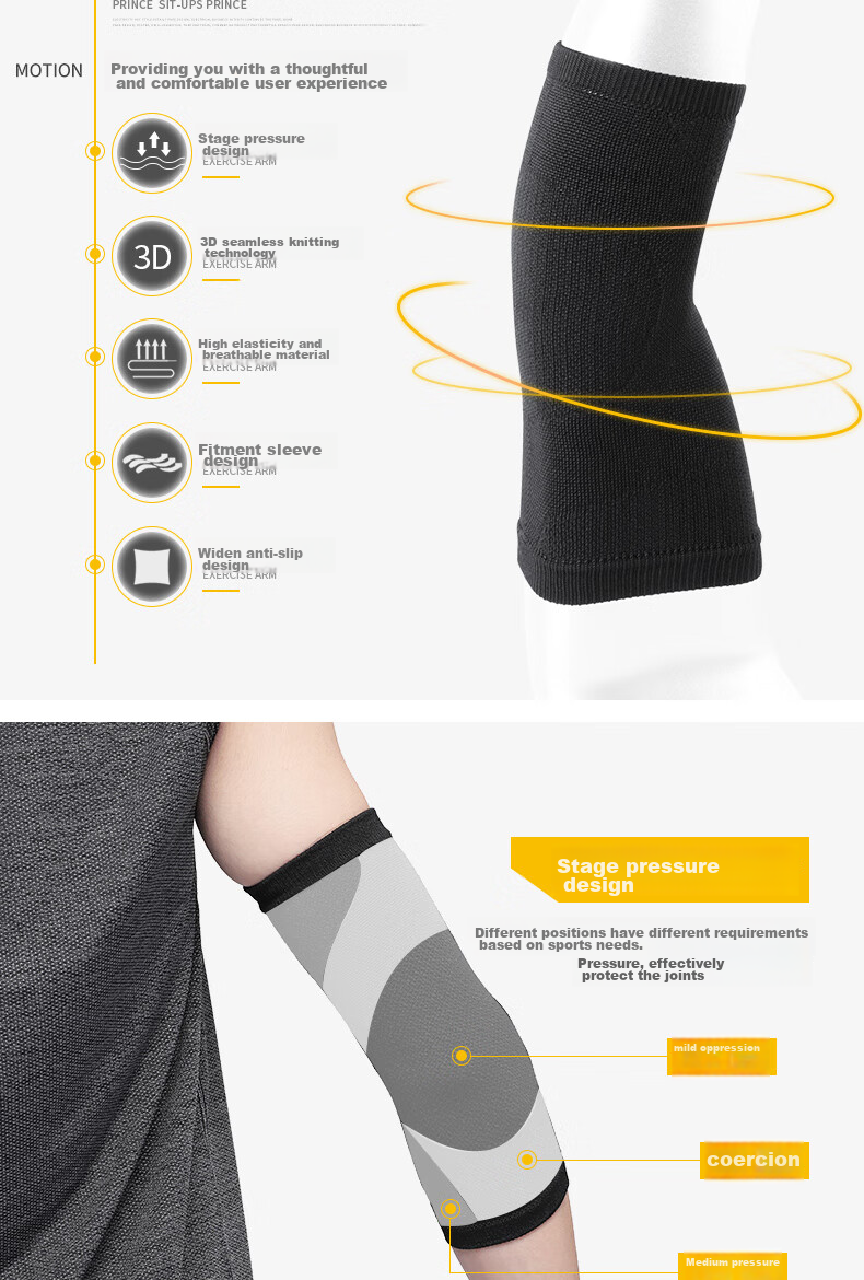D&M Sports Elbow Guard for Men, Joint Protection Elbow Sleeve for Basketball, Badminton, Tennis, Fitness Protection Elbow Sleeve for Women, Imported from Japan, One Piece 3