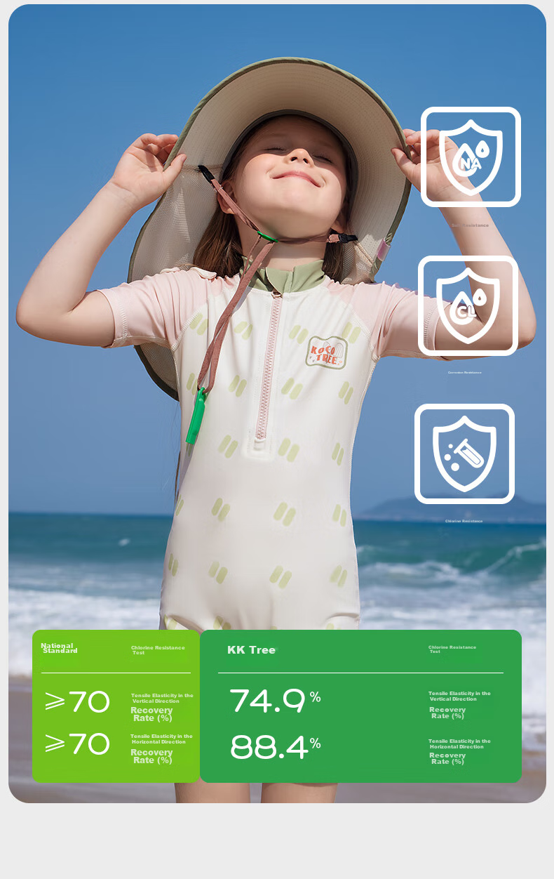 Kocotree Children's One-Piece Swimsuit, Original Yarn, Boys' Sun Protection, Girls' Long-Sleeve Antibacterial Chlorine-Resistant Swimwear for Toddlers, Summer Swimming Outfit 25