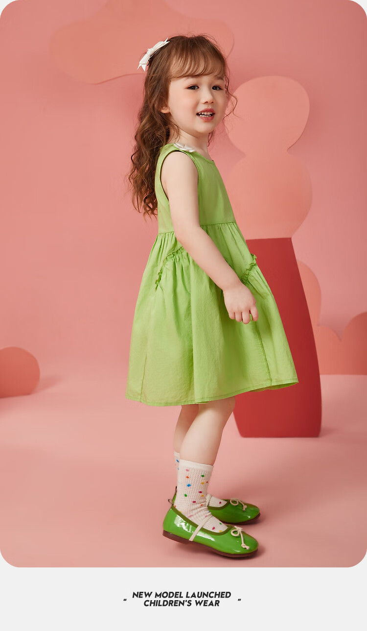 ASK JUNIOR Girls' Summer Dress, Children's One-Piece Dress, Toddler Fresh Spaghetti Strap Dress, Vacation Princess Dress 6