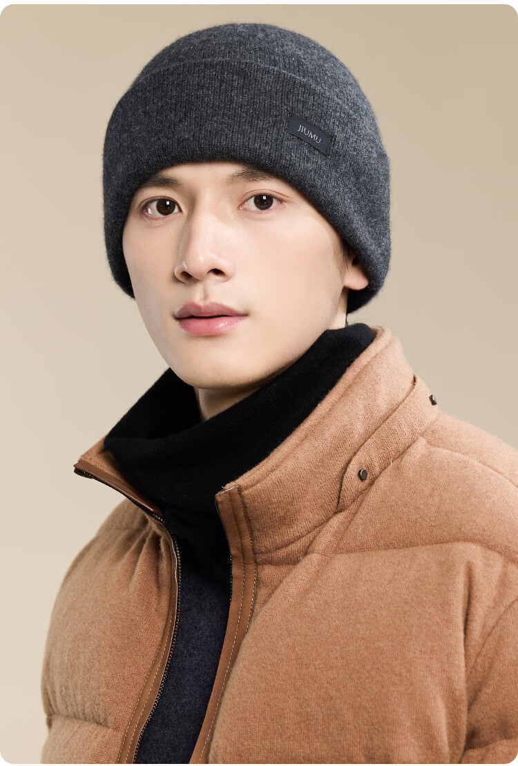 JIUMU Cashmere Warm Knit Hat, Autumn And Winter Woolen Knitted Hat, Cold Hat, Winter Hat, Outdoor Ear Protection Cold-Proof Hat for Men in Winter Seaso 8