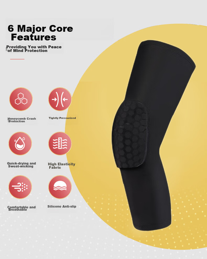 TEEIS Basketball Knee Pads, Sports Equipment for Men, Long Professional Honeycomb Anti-Collision Protective Gear, Breathable Knee And Leg Guards, White, Size M 2