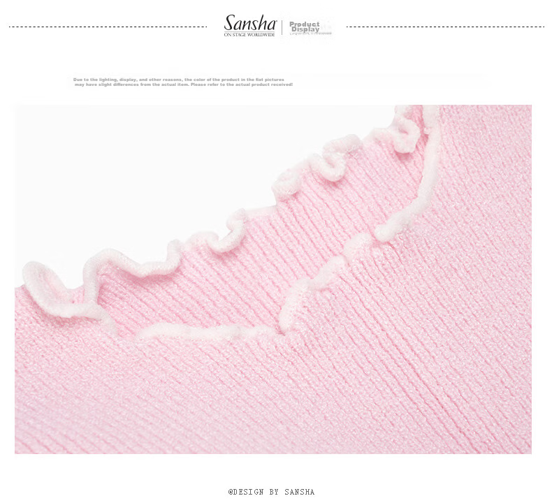 Sansha Children's Knitted Top, Ruffle Long-Sleeve Dance Sweater, Autumn And Winter Warm, Light Purple, S-M 11
