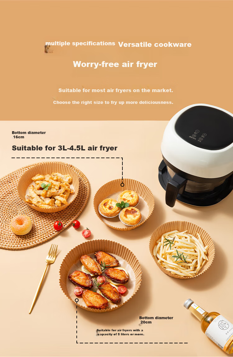 JD Original Air Fryer Paper, Large Baking Parchment Paper with Silicone Oil Coating, Suitable for Air Fryers with 5L Capacity Or More [120 Pieces] 7