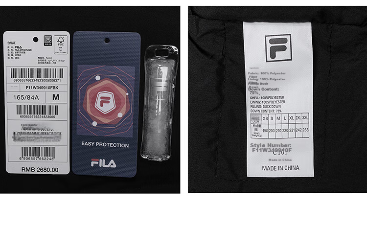 FILA Official RGB Long Down Jacket Unisex Winter Hooded Warm Coat Couples Style 22