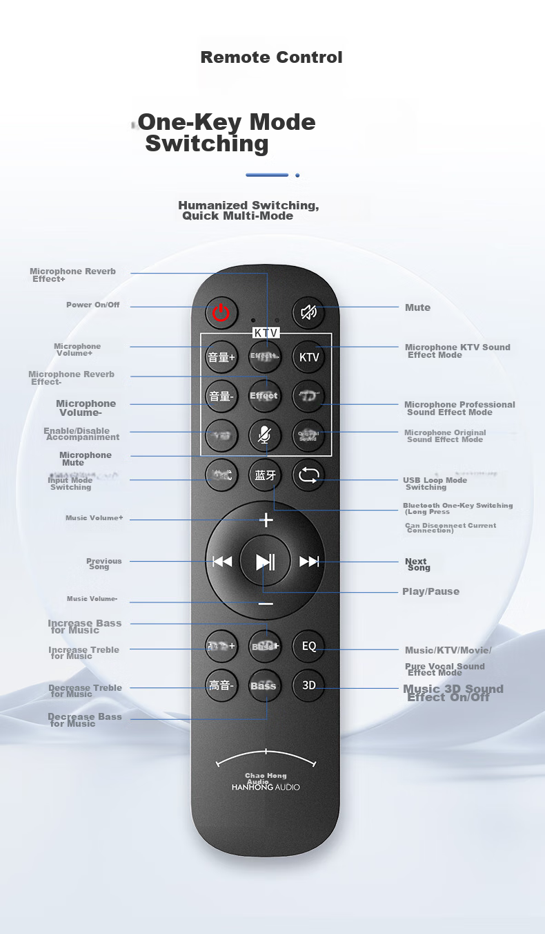 HANHONG_AUDIO 019KW-K TV Soundbar, Home Theater KTV Package, Surround Sound Karaoke Bluetooth Speaker, Karaoke Sound System for Home Indoor Use, Computer PS5 Speakers 20