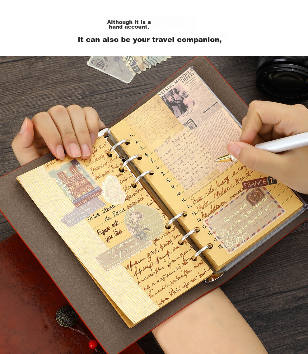 Longe A6 Planner Notebook with Strap, Portable Diary, DIY Journal, Vintage Travel Planner, Stationery Gift Box Set, Customizable, Red, Souvenir 3