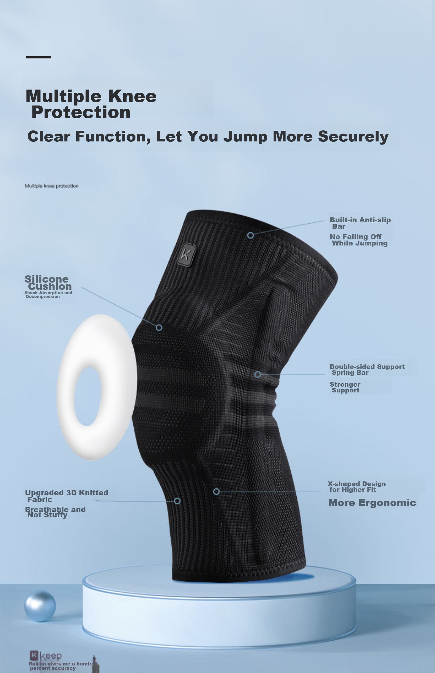 Keep Knee Brace for Men's Sports, Professional Half-Moon Cartilage Protection for Basketball, Badminton, Hiking And Joint Support 4