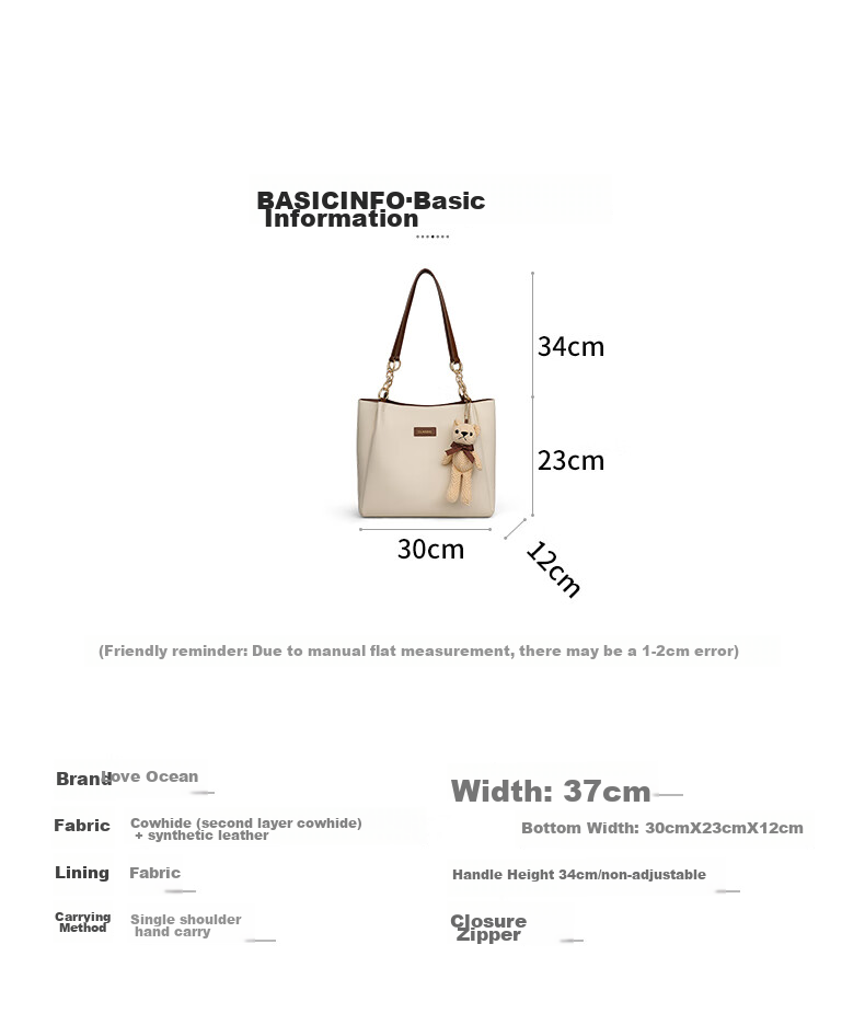 Aiqinghai Leather Handbag, Women's Tote Bag, Large Capacity Shoulder Bag, High-End Brand, Birthday Gift for Wife Or Girlfriend on May 20 6