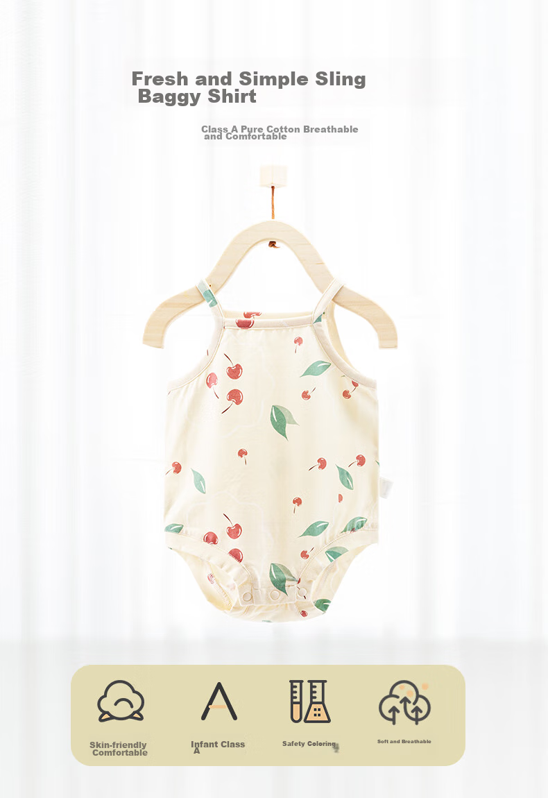 Huanxixiaoxiong Baby Bodysuit, Pure Cotton Vest Undershirt Romper Onesie, Infant Sleeveless Bodysuit, 2-Piece Set 1