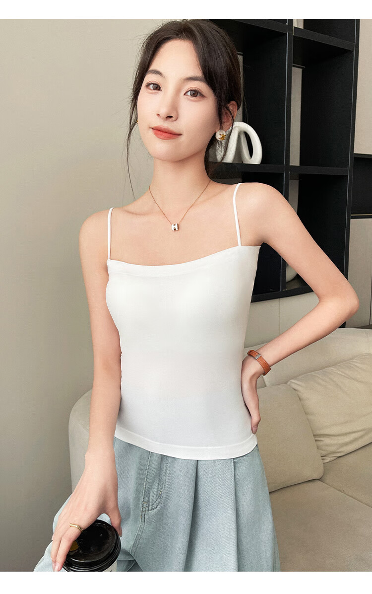 Hengyuanxiang [One-Piece Camisole Bra] Women's Vest, Beautiful Back Design, Inner Wear, Solid Color Undershirt with Built-In Pads, Suitable for Outerwear 12