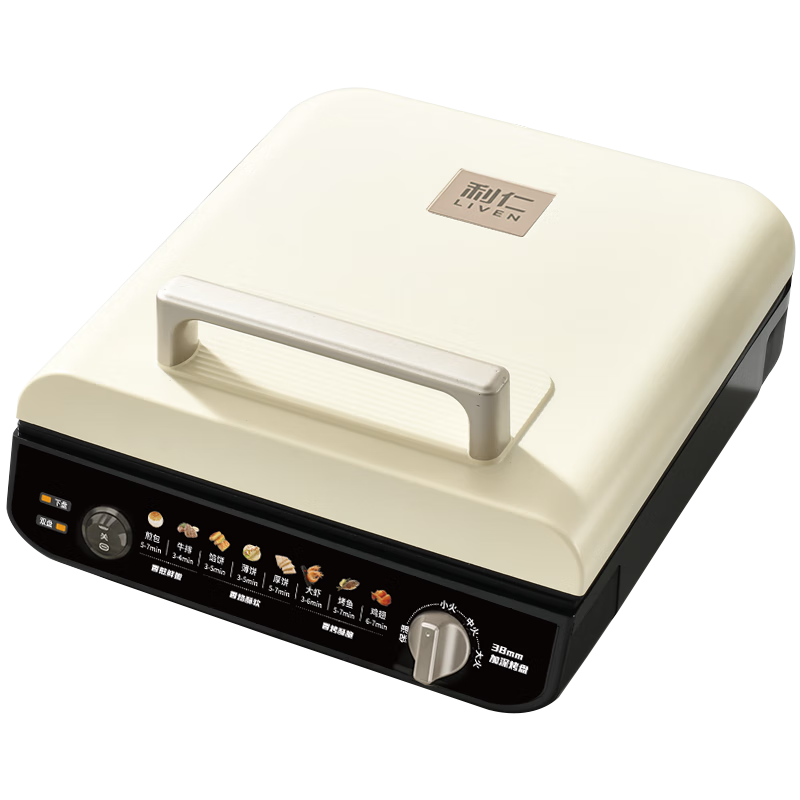 Liven Electric Griddle for Home Use with Deep Plate, Three Heat Settings, Adjustable Temperature, Insulated, Double-Sided Heating, Pancake Maker, Sandwich Maker, Breakfast Machine, Electric Crepe Pan LR-J2838