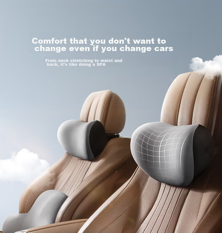 Buleishen Car Headrest, Neck Support Pillow, Lumbar Support Cushion, Automotive Accessory, Black, Suitable for Xiaomi SU7 2