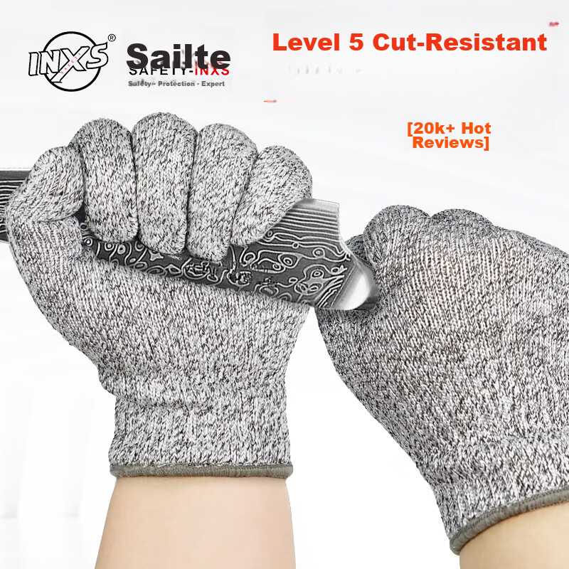 SAFETY-INXS Cut-Resistant Gloves Level C Knit Gloves Anti-Bite, Anti-Puncture, Anti-Cut Mechanical Processing T-1000 - 1 Pair
