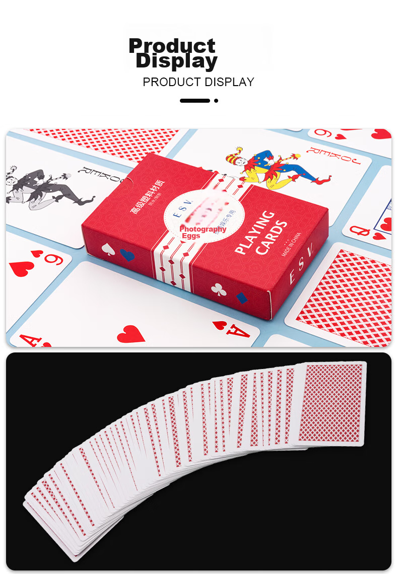 Huasheng Plastic Playing Cards, Durable, Foldable, Resilient, Waterproof Entertainment Cards, Model 6099, Red, Single Deck 5