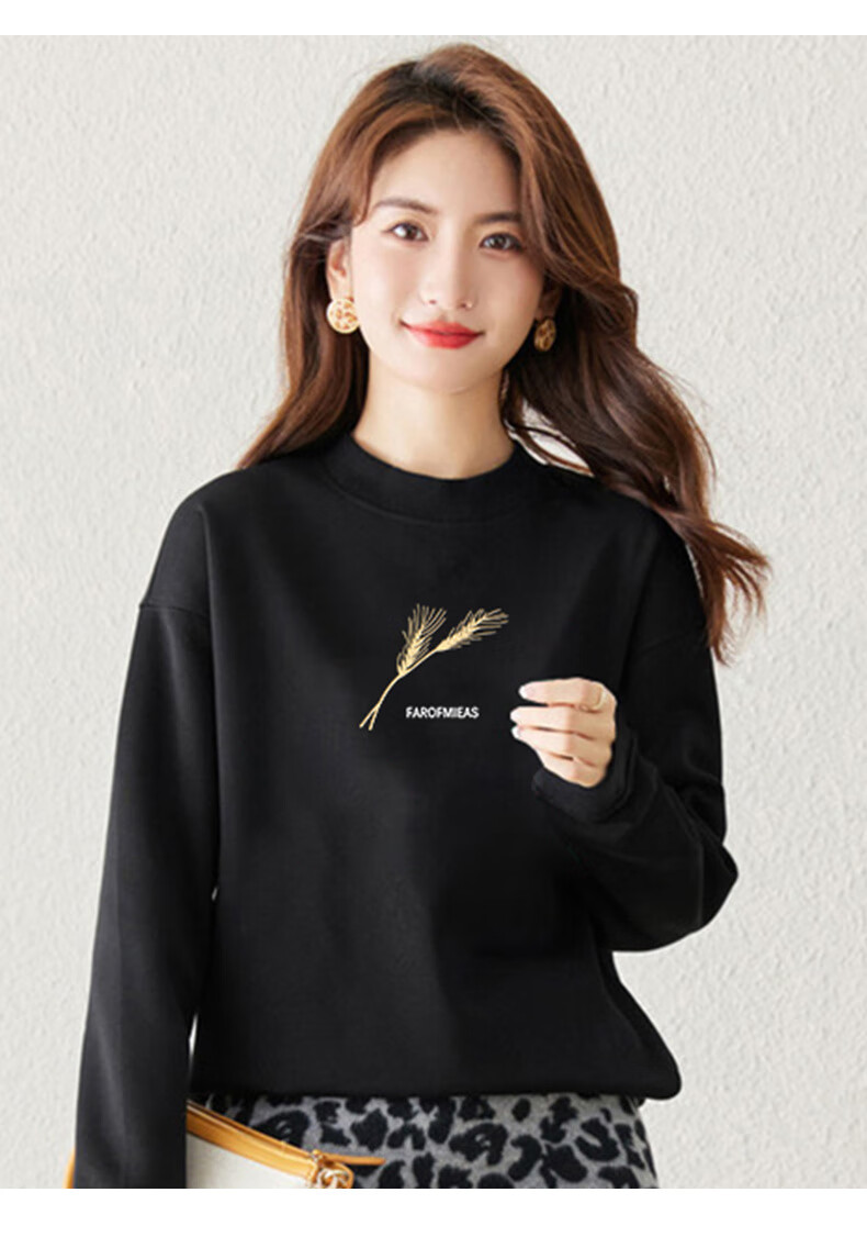 Jeanswest Women's Sweatshirt, Spring And Summer 2026, Fashionable Printed Design, Comfortable And Skin-Friendly, Loose-Fitting, Versatile Long-Sleeve Top, White, XL 8