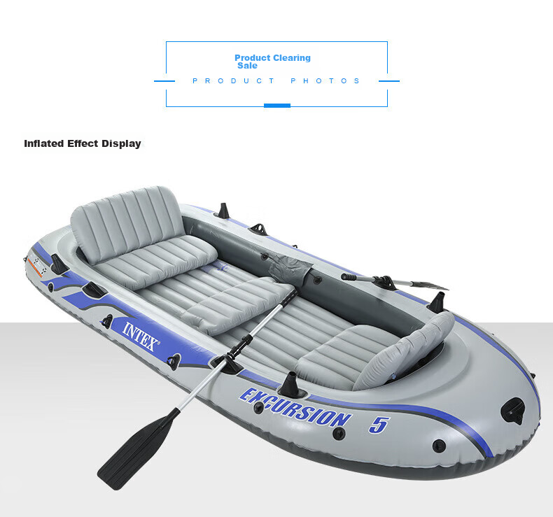 INTEX Challenger Two-Person Inflatable Boat, Thickened Rafting Kayak, Single Or Double Fishing Boat, Wear-Resistant Assault Boat 68306 30