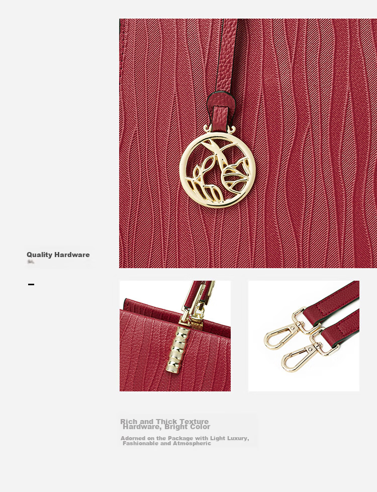 RED DRAGONFLY 2026 New Women's Handbag, Top-Grain Leather Shoulder Tote Bag with Handle, Birthday Gift for Mom 8