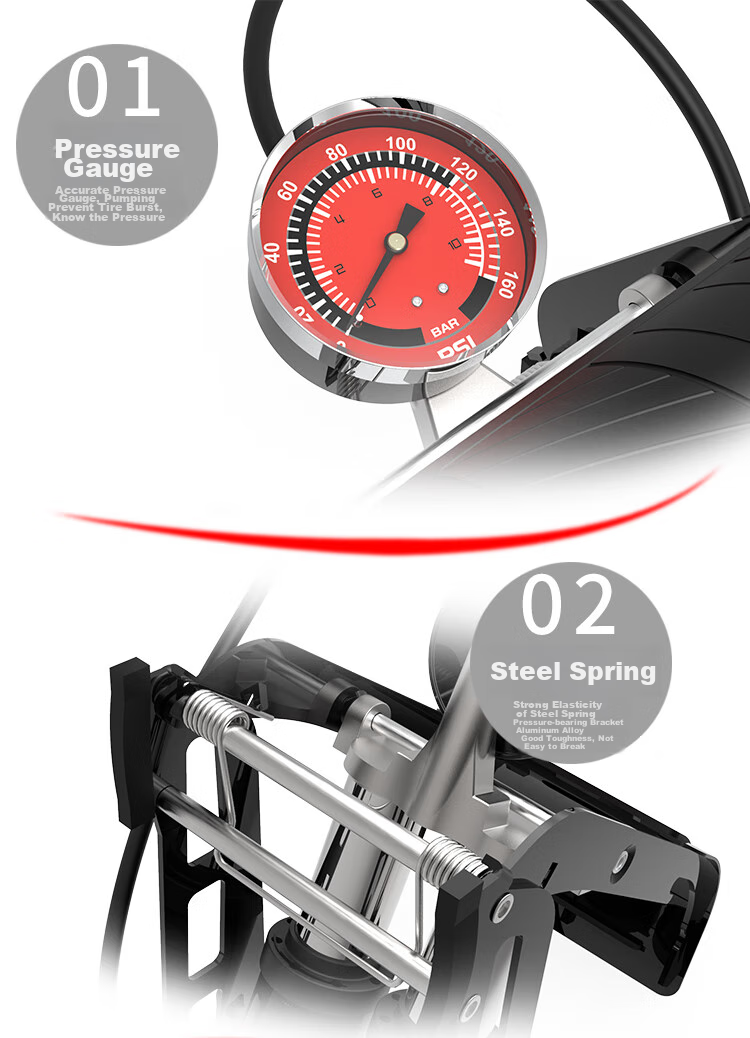 HONOR N Pedal Air Pump for Bicycle, Electric Bike, Home Use, Car, High Pressure Gauge 2