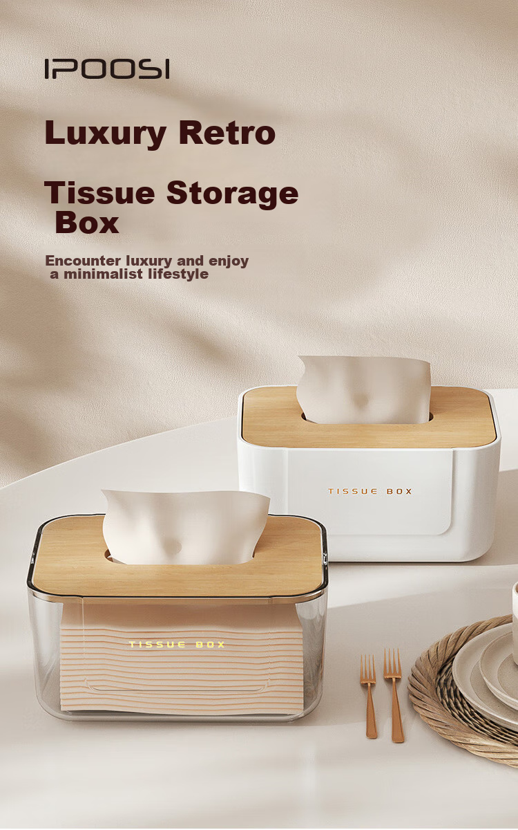 Baoshi Wall-Mounted Tissue Box, No Drilling Required, Made of PET Material, Wide Opening, for Facial Tissues And Toilet Paper, Bathroom Use 1