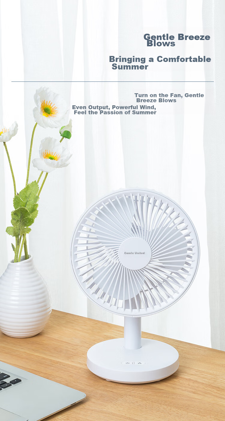 COMIX Desktop Mini Rechargeable Fan with Colorful Ambient Light Silent Office Fan for Dormitory Outdoor Camping Table Fan Gift LC006 Black 3