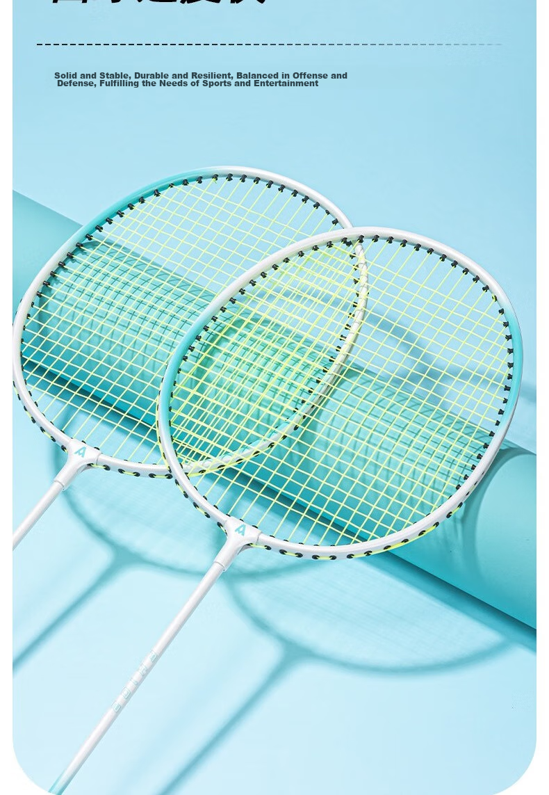 Deli Angenite Wear-Resistant Concave Frame Aluminum Alloy Racket Classic Beginner Student Entry-Level (Blue Pair + 3 Balls) 7