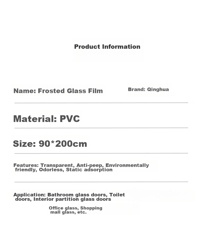 Qinghua Static Cling Frosted Glass Film, Window Privacy Film, Bathroom Glass Privacy Sticker, Opaque, 90*200cm 12
