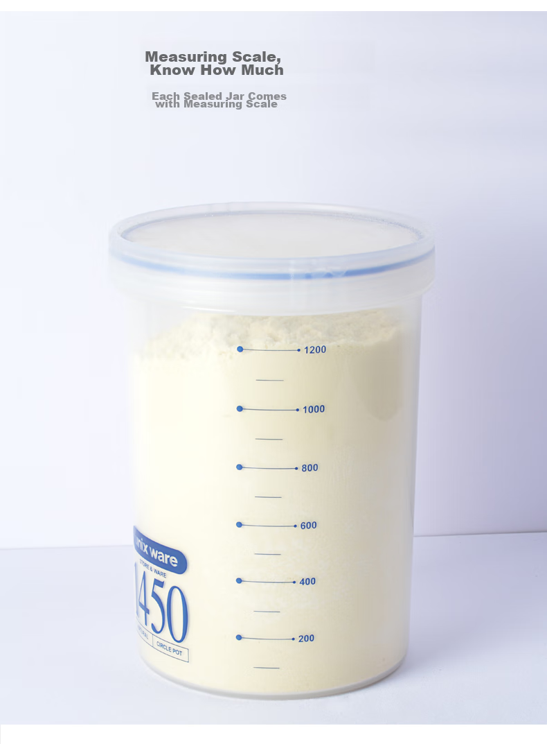 ASVEL Food Grade Plastic Sealed Container, Portable Antibacterial Storage Jar for Milk Powder Dispensing, Snack Organizer Box, 940ml 9