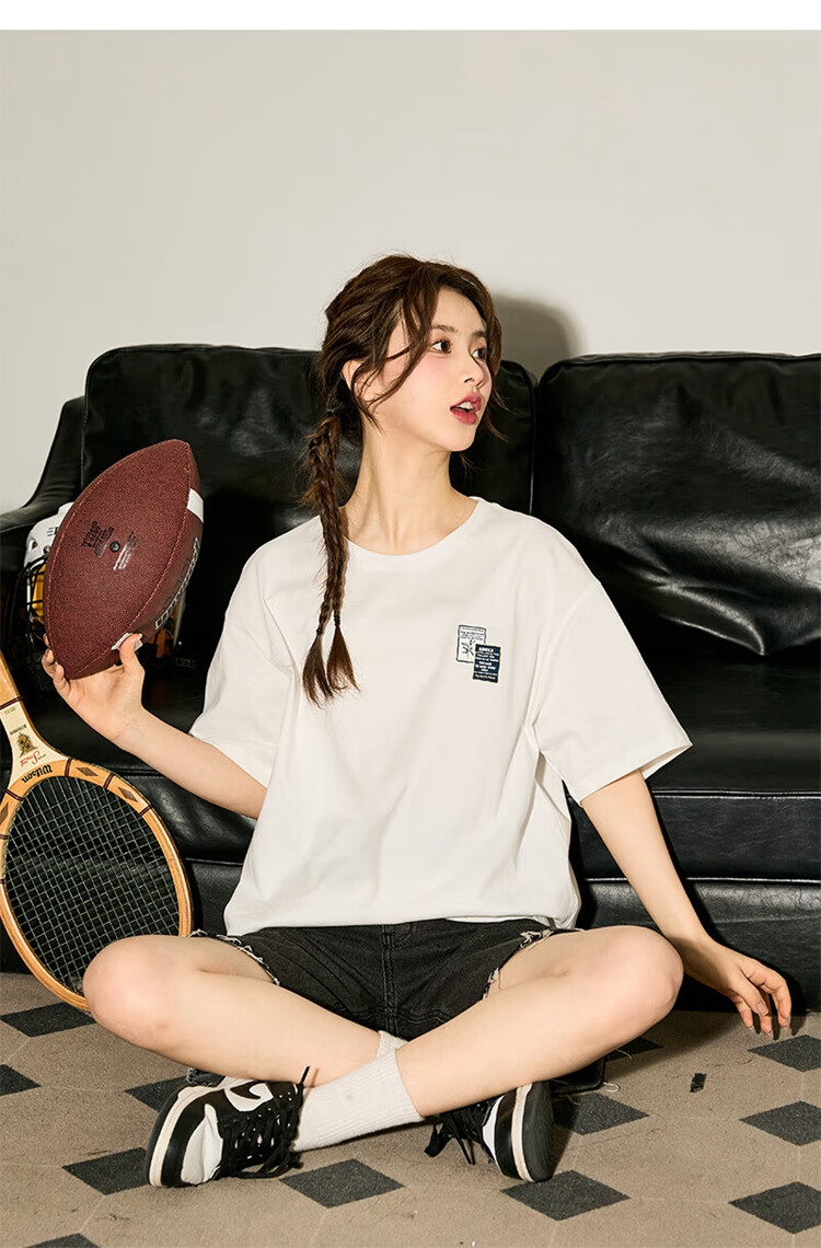 TonLion 2024 Women's Printed Round Neck Short-Sleeve T-Shirt, Off-White, S 5