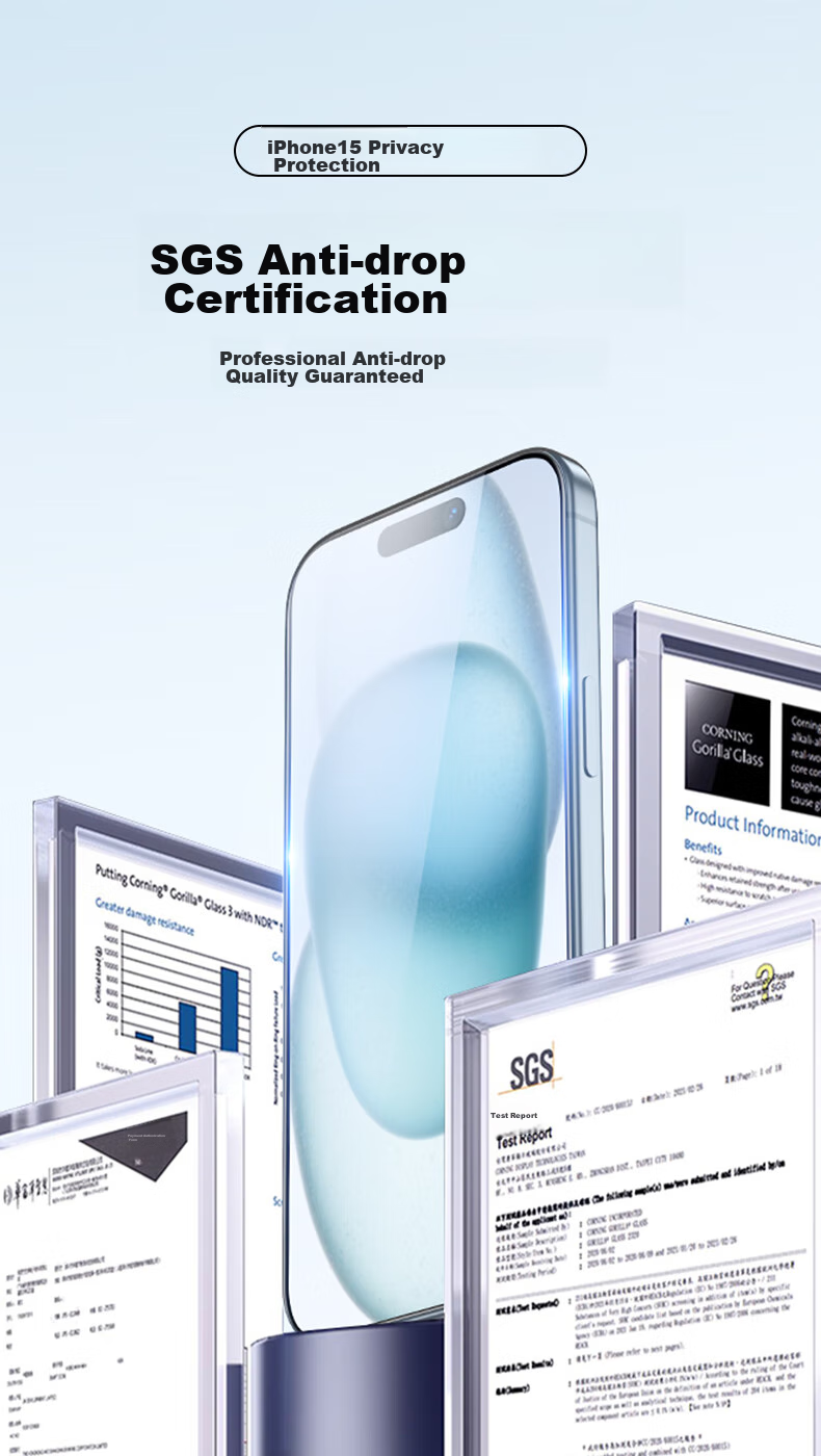 ESR [2 Pieces] Privacy Screen Protector for Apple IPhone 15, Anti-Peeping Tempered Glass Film, Dust-Free Installation, Ultra-Clear Privacy Protection Front Film 9