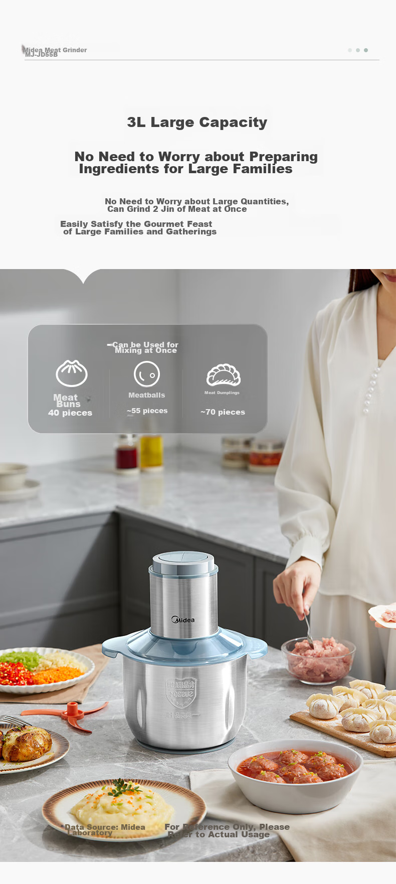 Midea Meat Grinder JD Self-Operated Home Use Large Capacity 5L High Power 1000W Pure Copper Motor Multifunction Commercial Electric Meat and Vegetable Grinder 90R03 13