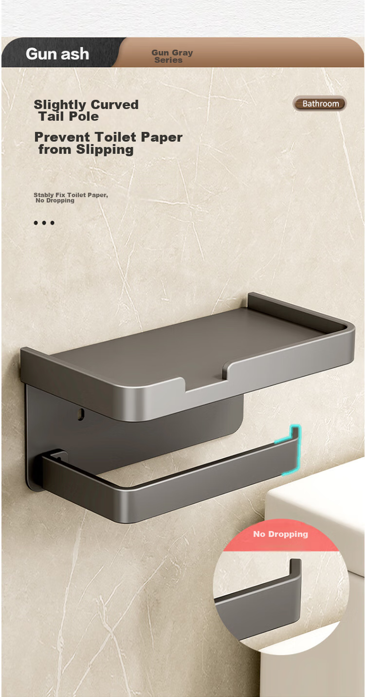 Youjialiangpin Bathroom Tissue Box, Toilet Paper Holder, Toilet Roll Storage Rack, No Drilling Required, Space Aluminum Toilet Paper Dispenser 8