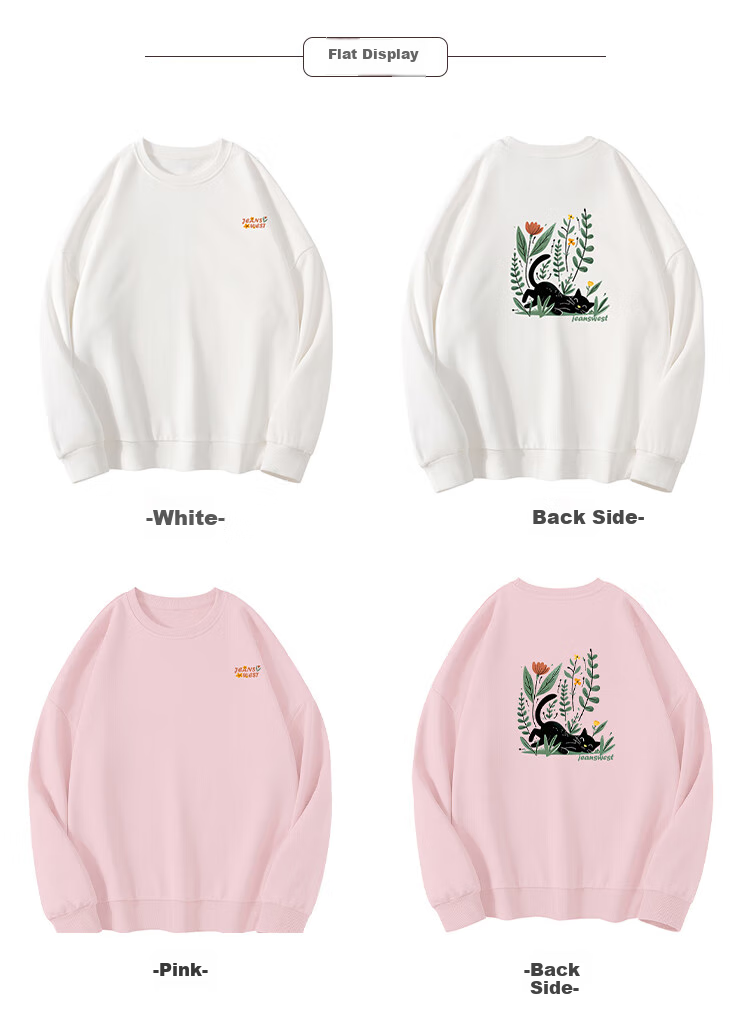Jeanswest Women's Sweatshirt, Spring And Autumn 2026, Fun Printed Long-Sleeve, Loose Comfortable Fashion Versatile Relaxed Top, White, Size M 2